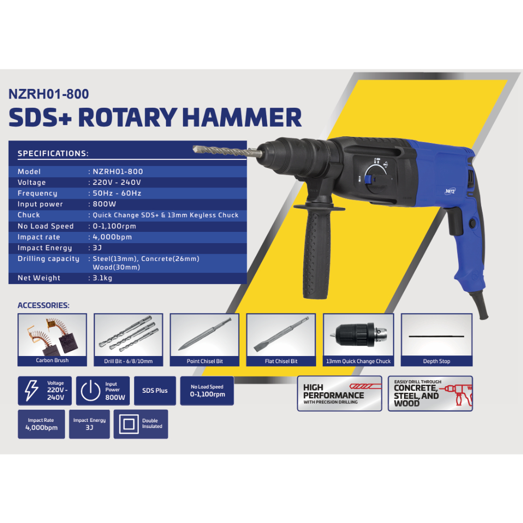 NIETZ 800W SDS Rotary Hammer