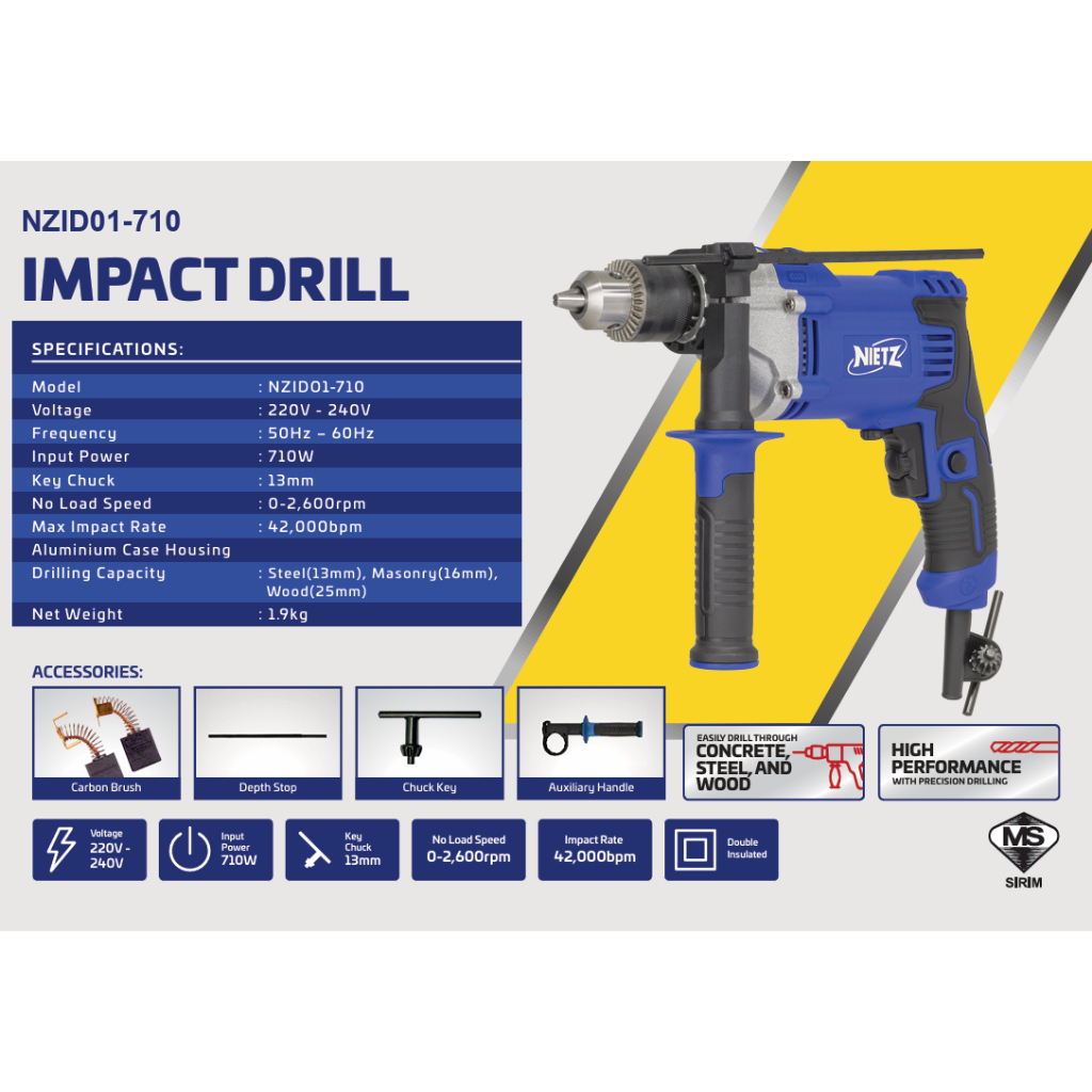 NIETZ 710W Impact Drill 13mm
